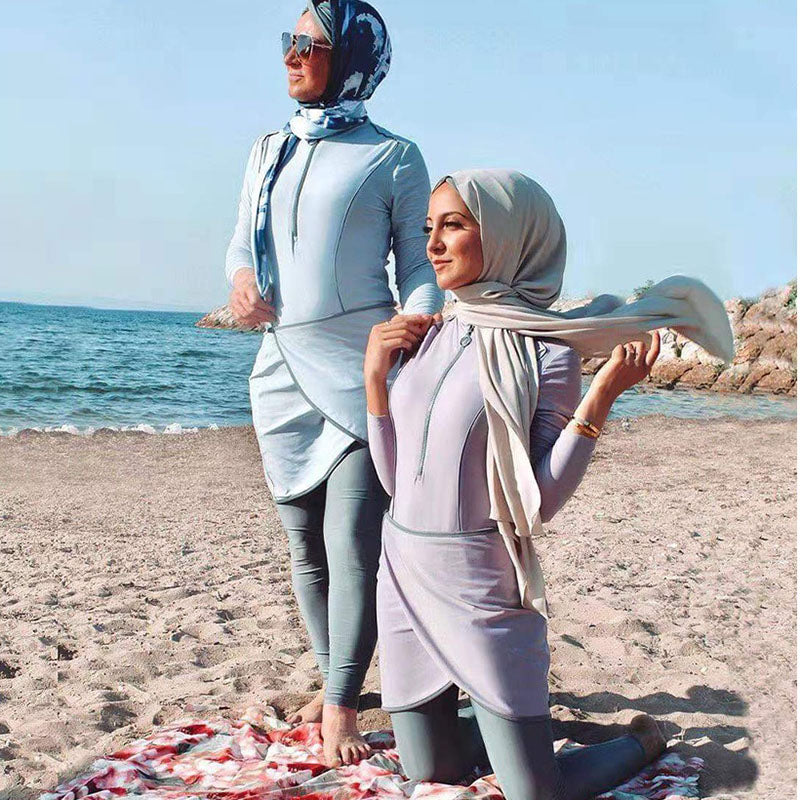 3pcs Women Muslim Swimwear Long Sleeve Swimsuit Muslimah Swimming